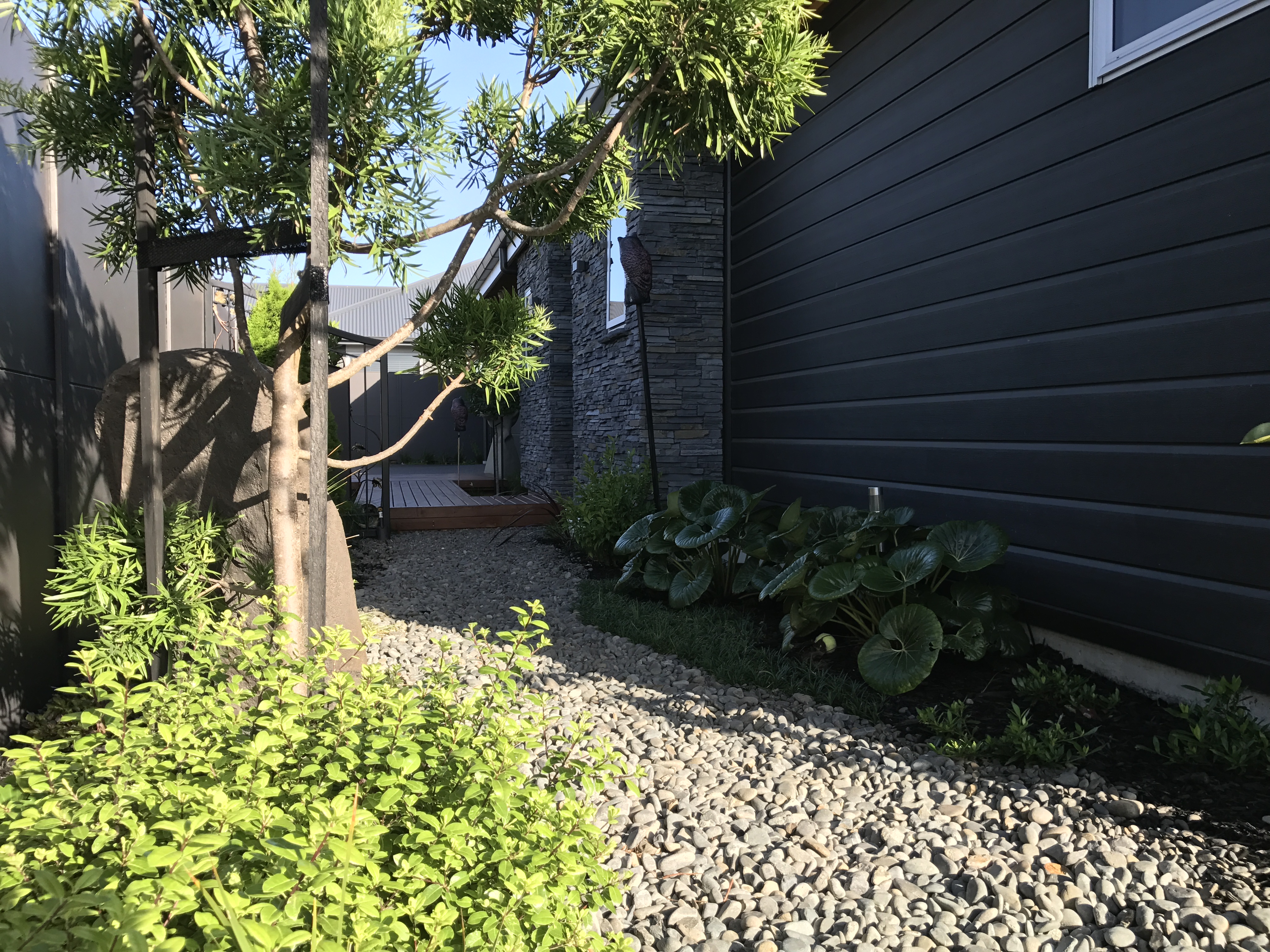 Planting and stone path ways